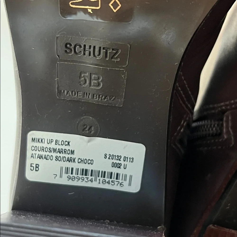 SCHUTZ MIKKI UP BLOCK BOOT Brown Maroon Leather Knee-high Sz 5